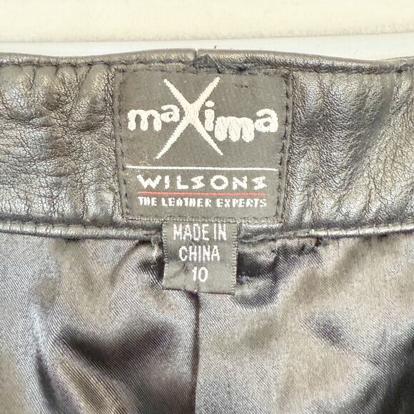 Wilsons Leather Pants Women's 10 Black Raw Hem High Rise - Picture 10 of 15